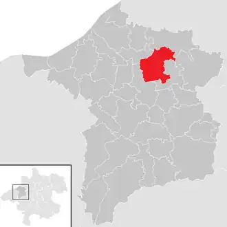 Lage der Gemeinde Utzenaich im Bezirk Ried im Innkreis (anklickbare Karte)