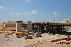 Bauarbeiten an einer Brücke bei Dynín, Mai 2018