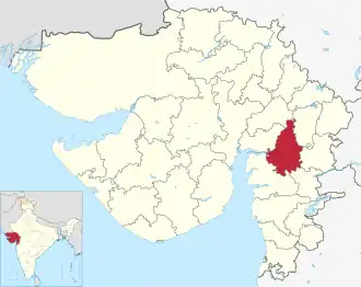 Positionskarte des Distrikts Vadodara