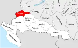 Lage des Komitats Warasdin (Varasd/Varaždin)