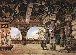 Der Palast des Zaren von Berendei. Bühnenbild für Rimski-Korsakows Oper Sneguročka, 1885