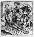 Beweinung Christi, Kupferstich, um 1500, Szépművészeti Múzeum, Budapest