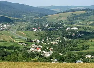 Blick auf Welyka Linyna im Gebirge