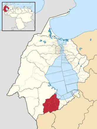 Lage der Gemeinde Colón (128.729 Einwohner) im venezolanischen Bundesstaat Zulia