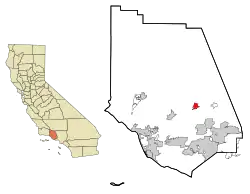 Lage von Fillmore im Ventura County (rechts) und in Kalifornien (links)