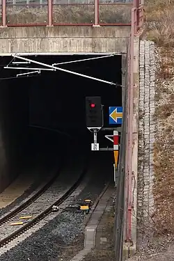 ETCS-Halt­ta­fel an ei­nem deut­schen Ks-Hauptsignal