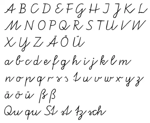 Vereinfachte Ausgangsschrift, 1972