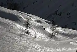 Vereister Schnee auf dem Simplonpass