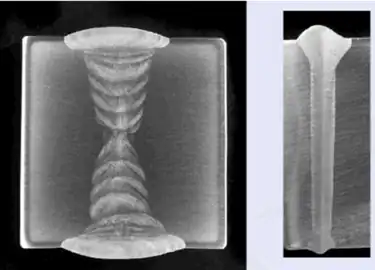 Lichtbogennähte und EB-Nähte im Vergleich, hier 30 mm