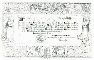 Verleihungs­urkunde der Kleinen Hamburger Brand­medaille