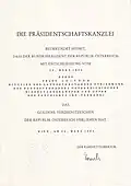 Verleihungsurkunde des Goldenen Verdienstzeichens der Republik Österreich für Franz Leitner, 30. März 1995