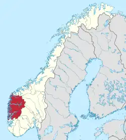 Lage von Vestland in Norwegen