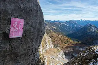 Nordwand des Rosskofels mit Klettersteig Enrico Conti und Winkeltal