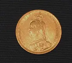 Victoria, Jubilee head, geprägt 1889 in Sydney, Auflage ca.&nbsp;3&nbsp;Mio. Münzen