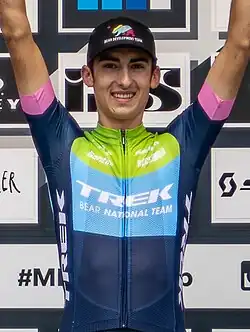 Riley Amos bei der Weltcup-Siegerehrung in Leogang (2021)