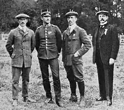 Vilhelm Carlberg, Johan Hübner von Holst, Eric Carlberg und Gustaf Boivie (v. l. n. r., 1912)