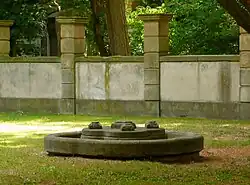 Der frühere Brunnen und Mauereinfriedung