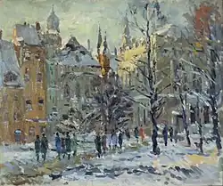 Winternachmittag an der Kleinen und Großen Gilde Riga Öl auf Malkarton; 80 × 95 cm, 1975