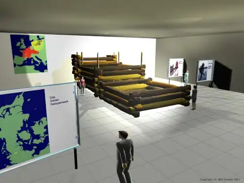 Darstellung eines Segments des Seesperrwerks in einem virtuellen Museum (Kramer 2005)