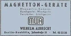 Originalanzeige der MWA