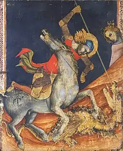 Kampf des Heiligen Georg mit dem Drachen, 1330, Nationalpinakothek Bologna