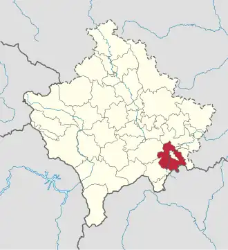Lage der Gemeinde Vitia im Kosovo (anklickbare Karte)