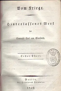 Originalausgabe des Buches Vom Kriege aus dem Jahr 1832