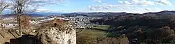 Vordere Ruine Wartenberg, Muttenz, Panorama Aussicht nach Osten, Pratteln