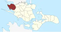 Lage des Køng Sogn in der Vordingborg Kommune – noch inklusive Svinø Sogn