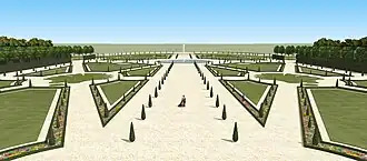 Simulation des Parterre vom Schloss aus gesehen