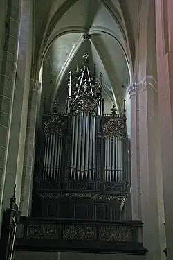 Grundriss der Klosterkirche und Hauptorgel, Leop. Breinbauer, 1892, linker Teil