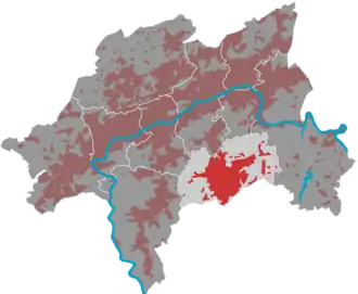 Lage des Bezirks Ronsdorf in Wuppertal