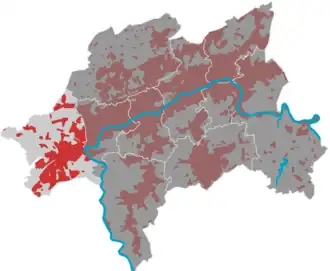 Lage des Bezirks Vohwinkel in Wuppertal