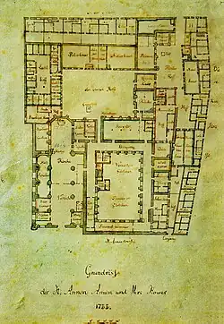 Grundriss des Erdgeschosses der Anlage, 1733