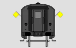 Wagen besetzt. Beim Verschub vorsichtig behandeln. In der Nacht ist der Wagen von innen zu beleuchten.