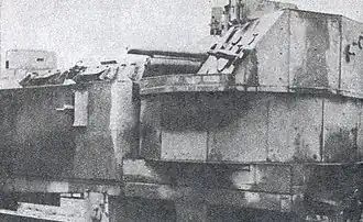 Ein Geschützturm eines der Artilleriewagen, 1939 noch unter polnischer Flagge
