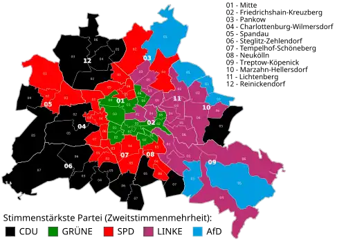 Zweitstimmenmehrheiten (stimmenstärkste Parteien)