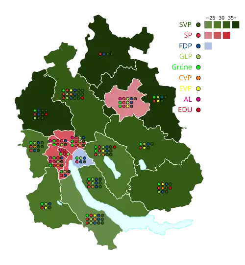 Stärkste Partei nach Wahlkreisen und Sitzverteilung