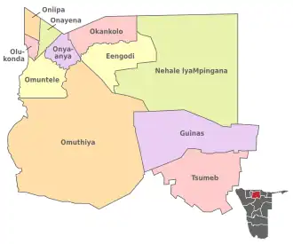 Wahlkreiskarte Oshikoto