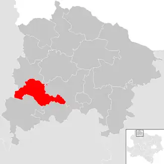 Lage der Gemeinde Waidhofen an der Thaya-Land im Bezirk Waidhofen an der Thaya (anklickbare Karte)