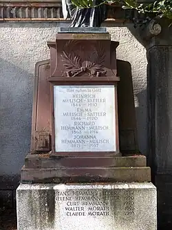 Walter Morath (1918–1995), Kabarettist. Familiengrab Mulisch-Sattler-Hemmann-Leber Wolfgottesacker, Basel. Grabmal von Steinbildhauer Oscar Lippe