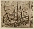 Sägewerk, Radierung, 1920–1923, 33,2&nbsp;×&nbsp;40,5&nbsp;cm