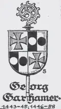 Wappen des Abts Georg Garhamer (†&nbsp;1458)