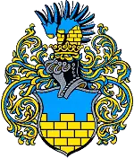Vollwappen der Stadt Bautzen mit Spangenhelm