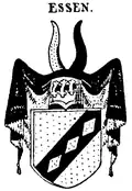Wappen derer von Essen in Lübeck bei Siebmacher (1871) mit abweichender Tingierung (Schild golden)