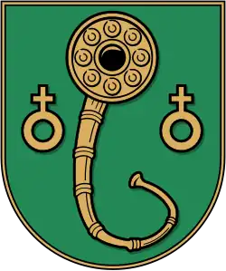 Im Wappen von Garlstedt als Zeichen für Kloster Osterholz und Kloster Lilienthal, die in der Ortsgeschichte eine wichtige Rolle spielten