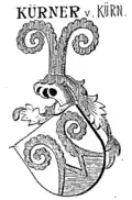 Wappen der Kürner von Kürn mit alternativem Schild und Helmzier in Siebmachers Wappenbuch (1906)