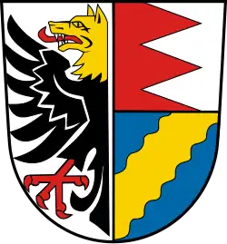 Adler mit Wolfskopf im Wappen von Langenorla