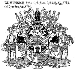Wappen der Grafen von Münnich (1741) bei Johann Siebmacher