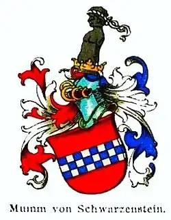 Wappen des Briefadelsgeschlechts Mumm von Schwarzenstein (1873)